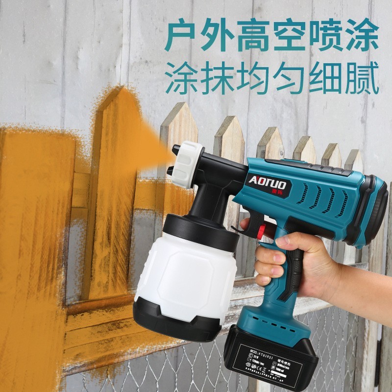跨境锂电无刷喷枪 高压电动喷漆枪 喷涂工具乳胶漆油漆喷枪图5