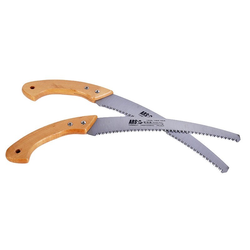 木柄弯锯手锯 伐木腰锯木工工具 弯把350mm带鞘 精品园林修枝锯图5