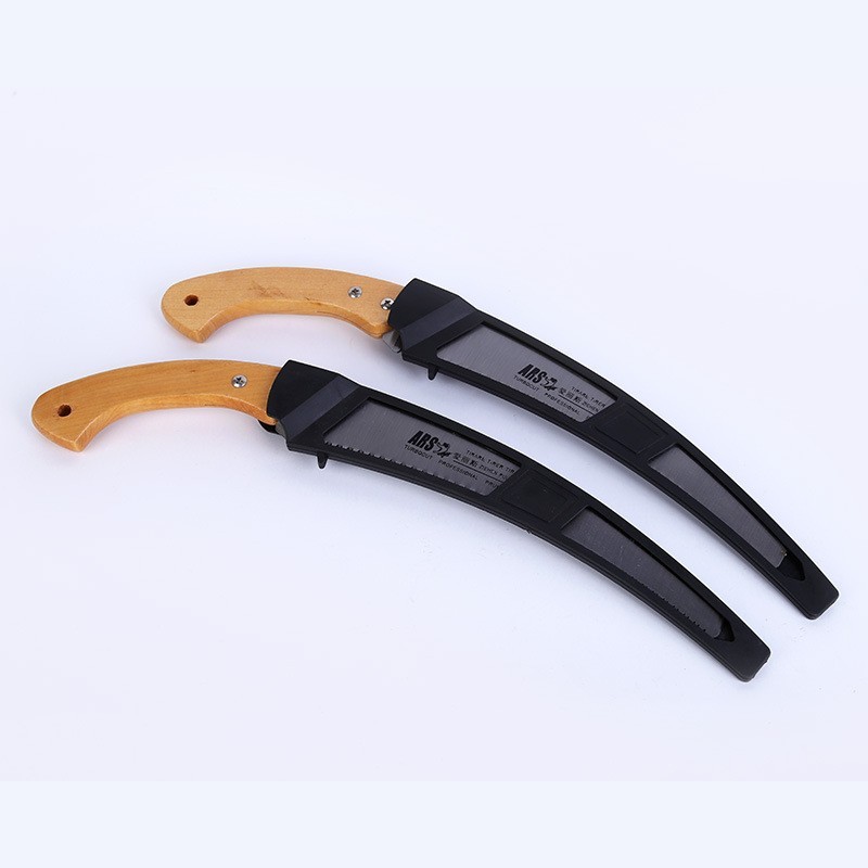 木柄弯锯手锯 伐木腰锯木工工具 弯把350mm带鞘 精品园林修枝锯图4