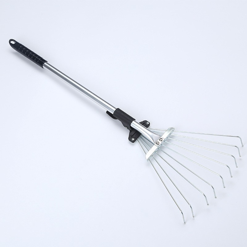 新款日式不锈钢伸缩落叶耙 园林草耙 耙齿带圆珠落叶耙图2