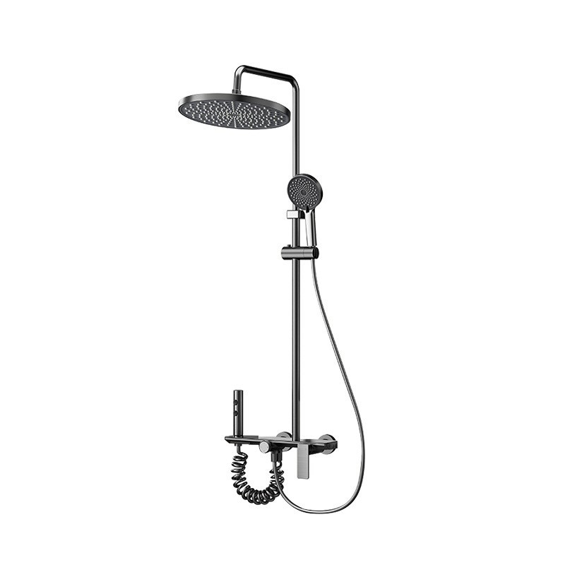 轻奢淋浴花洒套装卫生间家用增压式枪灰色淋浴套装花洒全套一整套图5