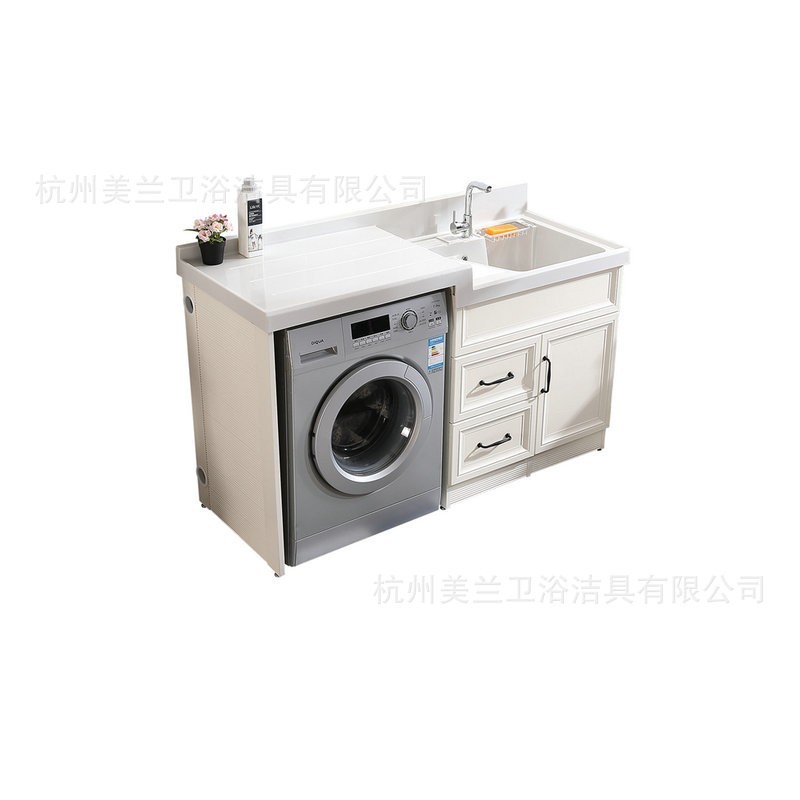 现代简约带搓板洗衣柜加工北欧石英石洗衣柜家装一体柜图5