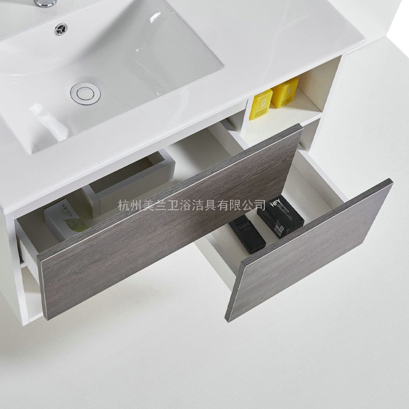 欧式陶瓷盆带LED镜子卫浴柜卫生间多层板实木浴室柜图4