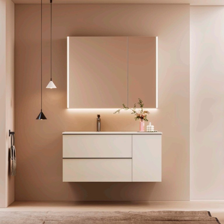 爆款现代简约浴室柜组合80cm小户型卫生间洗手台盆柜陶瓷一体盆图3