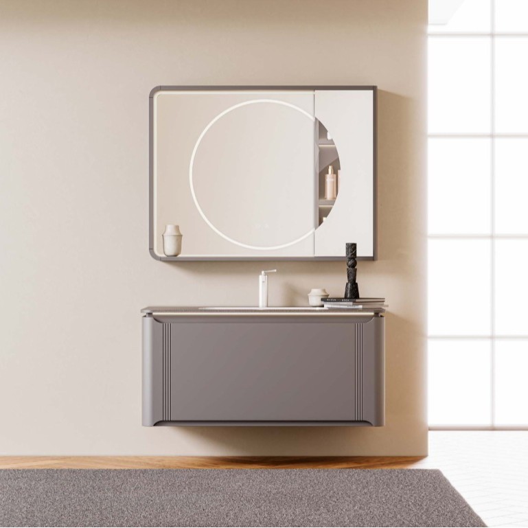 爆款现代简约浴室柜组合80cm小户型卫生间洗手台盆柜陶瓷一体盆图4