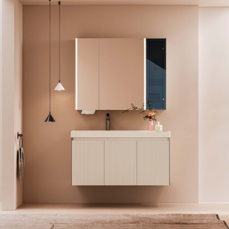 爆款现代简约浴室柜组合80cm小户型卫生间洗手台盆柜陶瓷一体盆图2