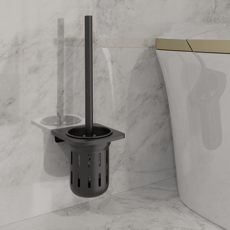 欧式黑色太空铝免打孔浴室置物架卫生间壁挂式家居好物墙上毛巾架图3