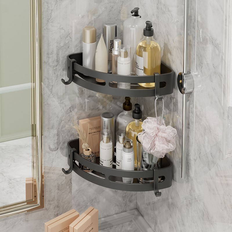 欧式黑色太空铝免打孔浴室置物架卫生间壁挂式家居好物墙上毛巾架图2