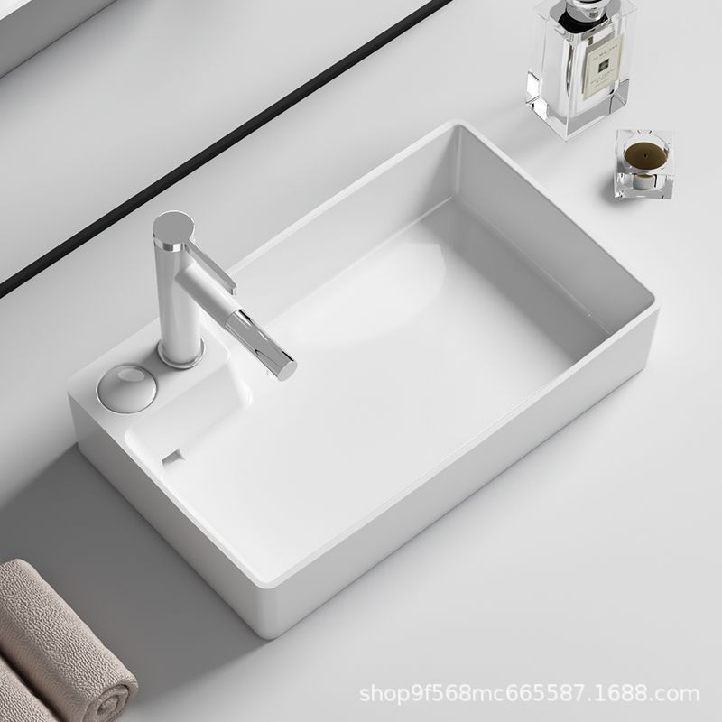 台控台上盆隐藏式侧后下水阳台洗手盆洗衣机洗手池陶瓷家用洗脸盆图3