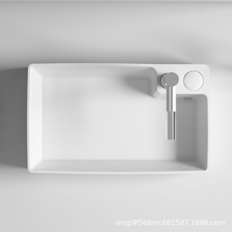 台控台上盆隐藏式侧后下水阳台洗手盆洗衣机洗手池陶瓷家用洗脸盆图2