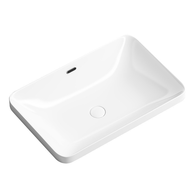 半嵌入式陶瓷台中盆现代超薄洗手盆家用阳台洗脸盆方形卫生间台盆图4