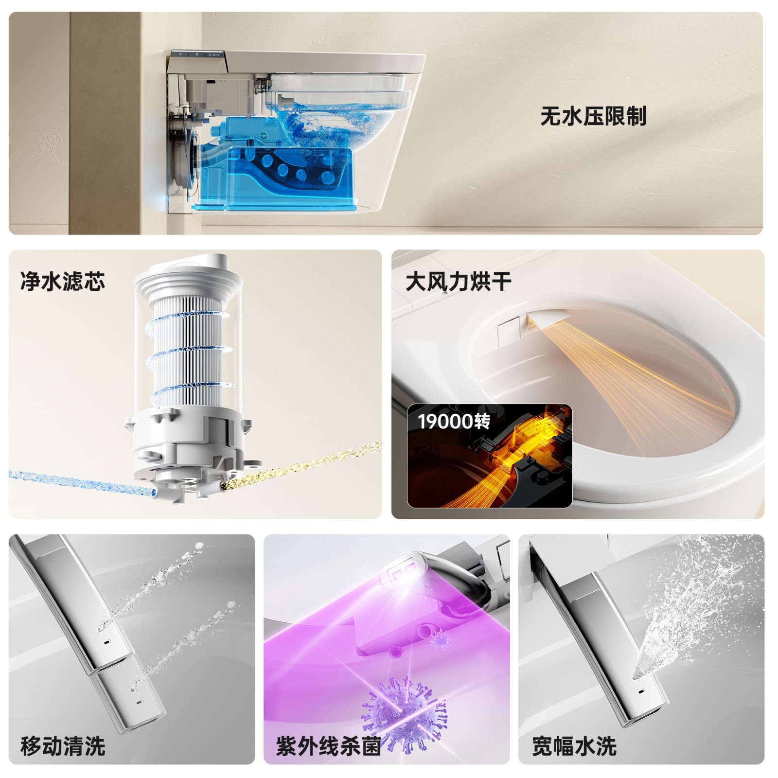 智能挂便壁挂马桶支架款入墙嵌入悬空墙排挂墙式智能坐便雾化香薰图2