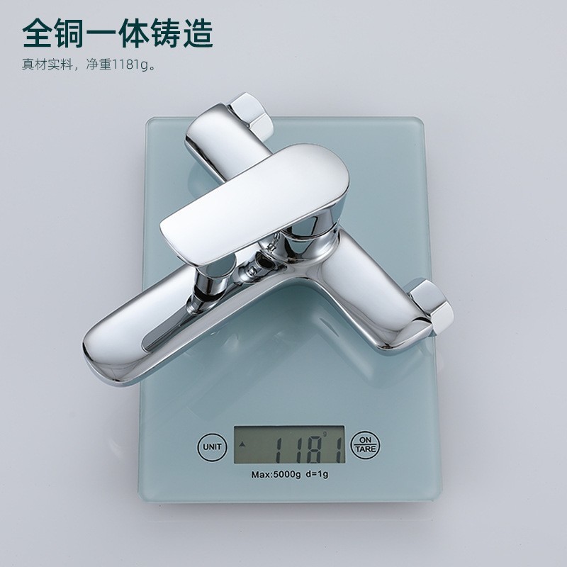 简约淋浴花洒套装全套一整套全铜酒店卫生间浴室喷头三联混水阀图3