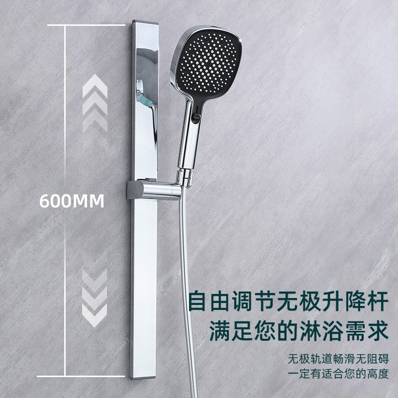 简约淋浴花洒套装全套一整套全铜酒店卫生间浴室喷头三联混水阀图4