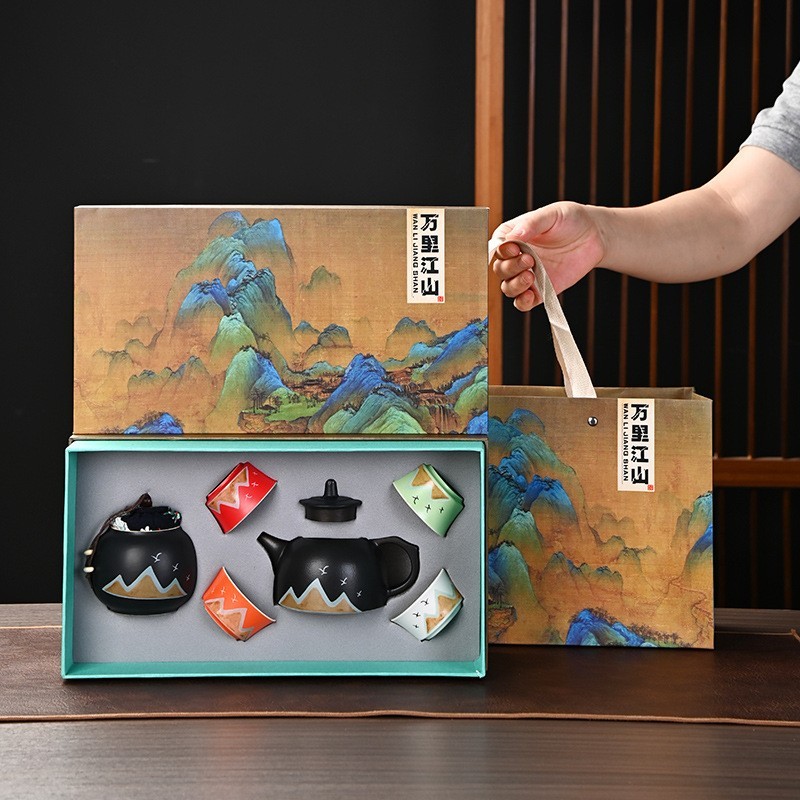 千里江山德化茶具套装整套全套家用茶壶陶瓷礼品伴手礼高档随手礼图4