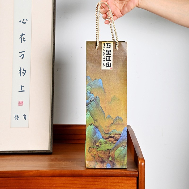 手绘千里江山品茗杯陶瓷茶杯茶具单杯主人杯文创礼品礼盒装伴手礼图3