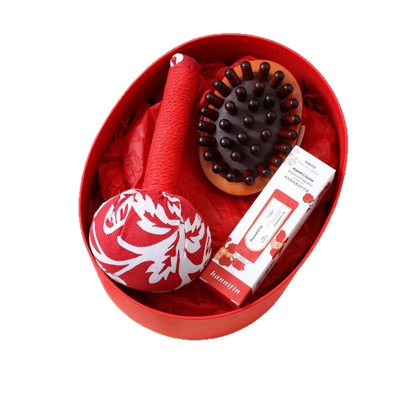 妇女节美容院伴手礼实用三八节小礼品开业活动女神节红色椭圆礼盒图5