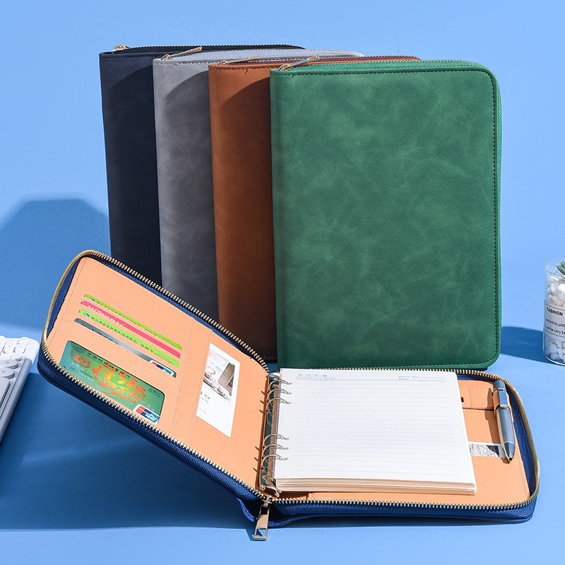 商务A5拉链包卡片活页本笔记本多功能创意记事本定制经理夹LOGO图3