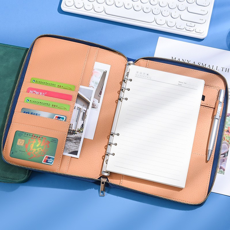 商务A5拉链包卡片活页本笔记本多功能创意记事本定制经理夹LOGO图2