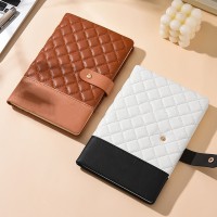 新款小香风笔记本PU拼接菱形手账本创意高颜值商务记事本接定制