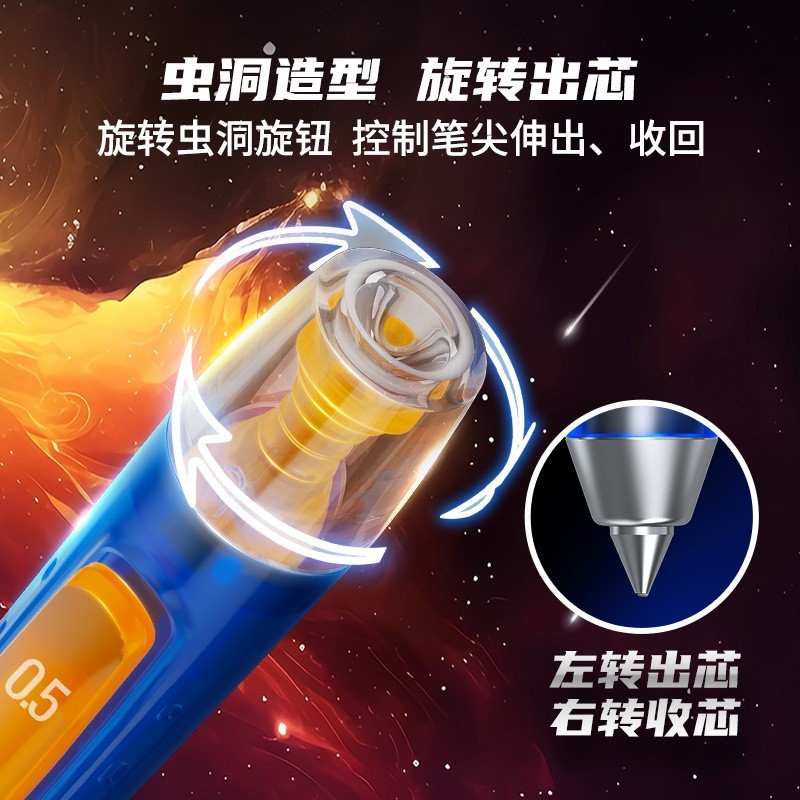 旋转中性笔高颜值黑笔学生考试刷题笔办公文具签字笔银河时空图5