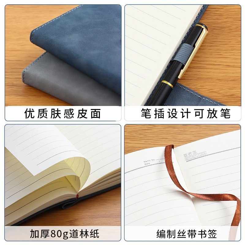 A6小本子定制加厚肤感皮面笔记本可印LOGO企业商务办公会议口袋本图3