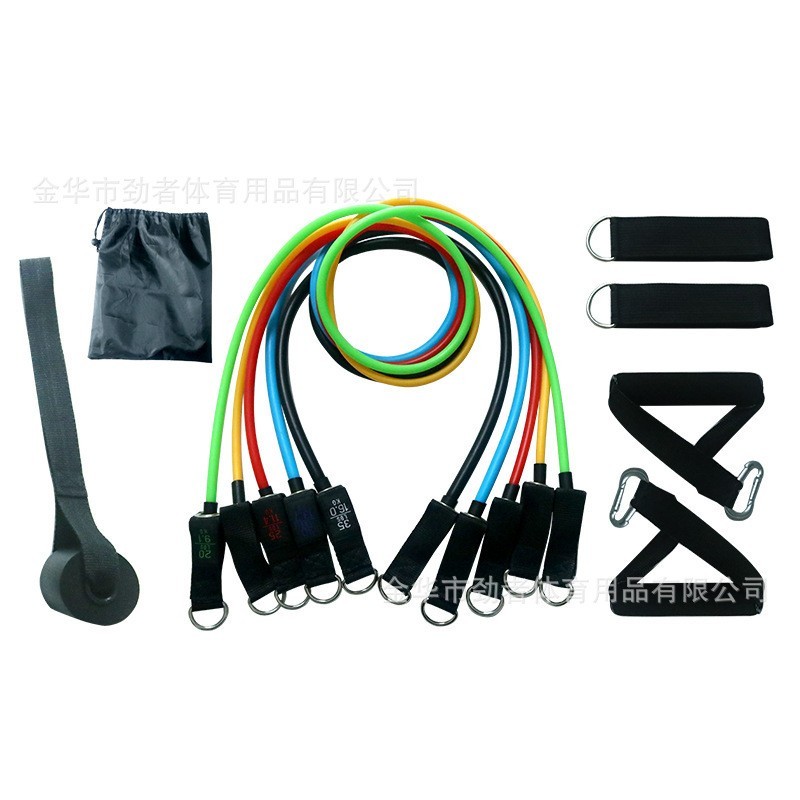 健身拉力绳11件套弹力带可调解多功能弹力绳抗阻力训练臂力拉力器图5