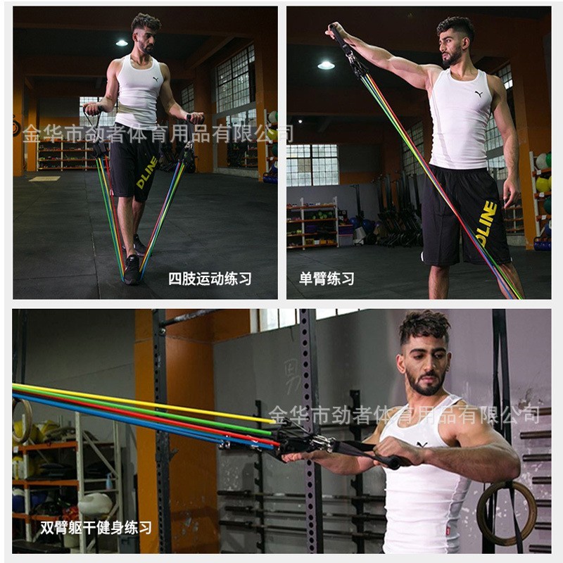 健身拉力绳11件套弹力带可调解多功能弹力绳抗阻力训练臂力拉力器图4