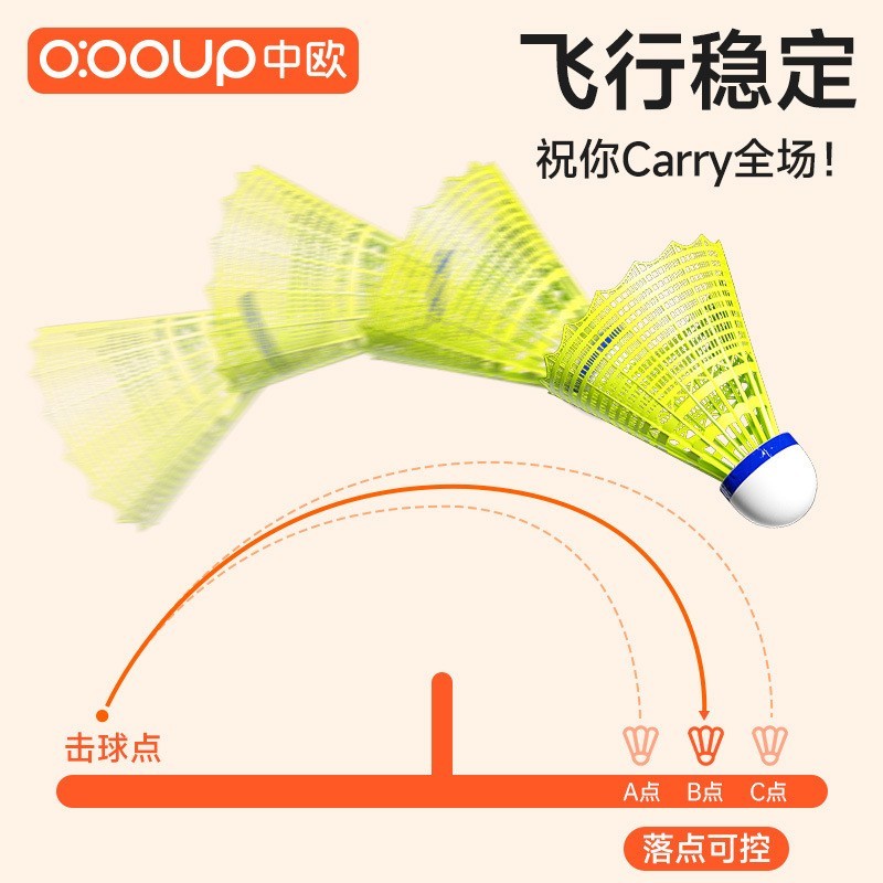 中欧专业超级耐打王尼龙羽毛球鹅毛耐用室外防风训练塑料球筒图3