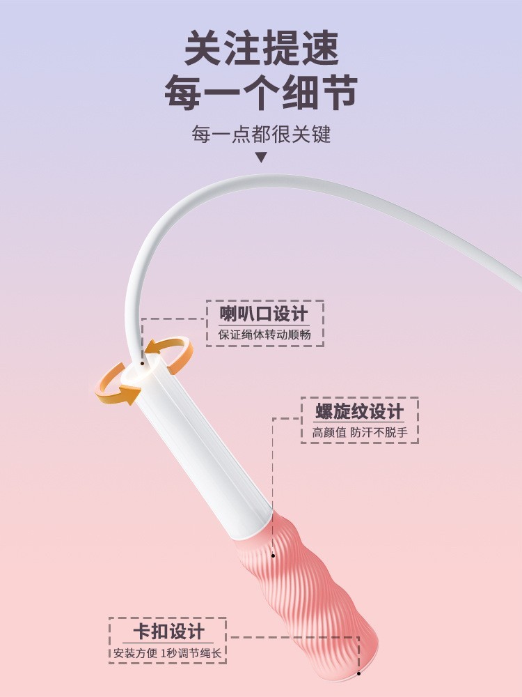 沙提速式跳绳儿童中小学生专用考试可调节不打结初学体育用品图3