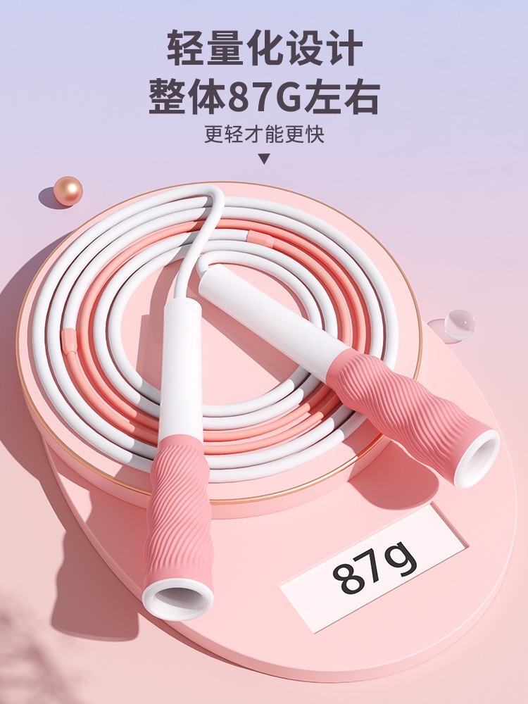 沙提速式跳绳儿童中小学生专用考试可调节不打结初学体育用品图2
