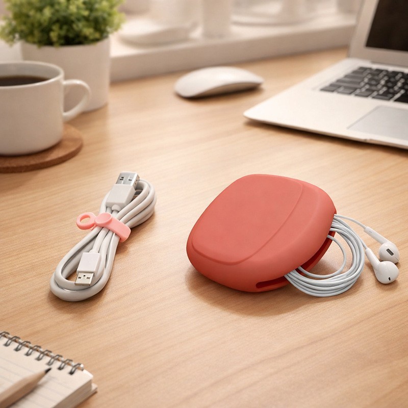 耳机数据线硅胶收纳包旅行外出便捷理线绕线器收纳盒放钥匙充电线图3