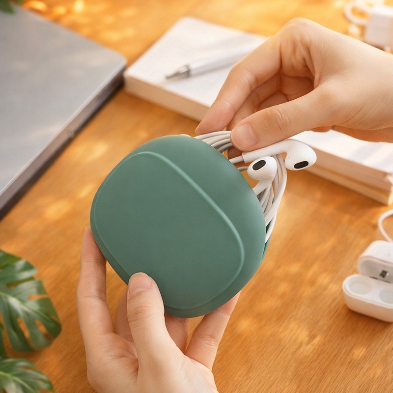 耳机数据线硅胶收纳包旅行外出便捷理线绕线器收纳盒放钥匙充电线图2