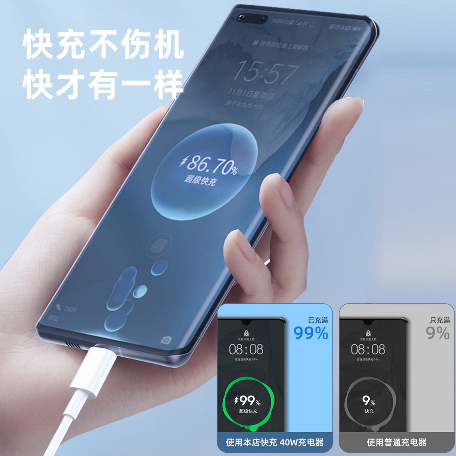 适用于华为66w充电器套装typec快充数据线全兼容6a闪充认证快充头图4