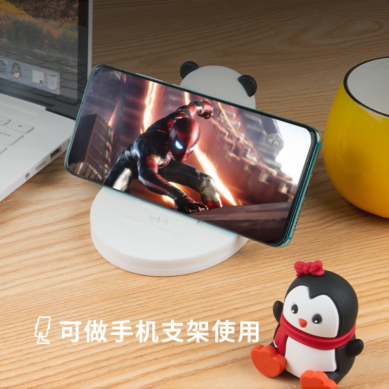 Q萌企鹅熊猫快充无线充15w pvc软胶动物考拉手机支架无线充摆件图4
