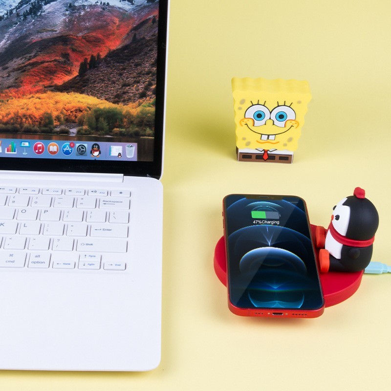 Q萌企鹅熊猫快充无线充15w pvc软胶动物考拉手机支架无线充摆件图2