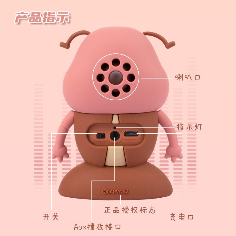 爆笑虫子新款创意蓝牙音箱 少女粉卡哇伊屎壳郎搞笑摆件蓝牙音箱图2
