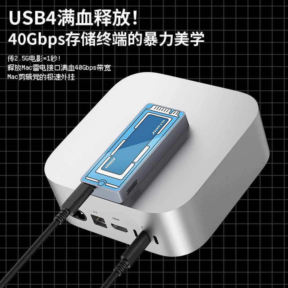 USB4移动硬盘盒M.2nvme高速40Gbps传输外置连接笔记本兼容雷电4/3图2