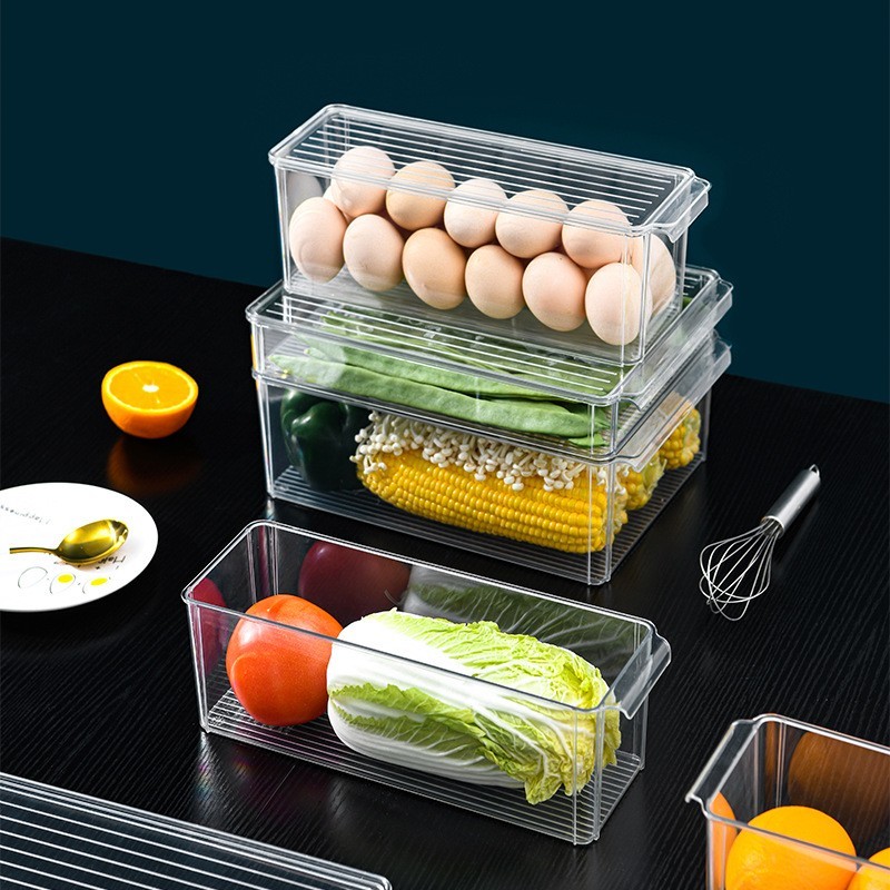 定制冰箱收纳盒PET水果蔬抽屉式透明厨房储物盒带盖防尘叠加保鲜图5