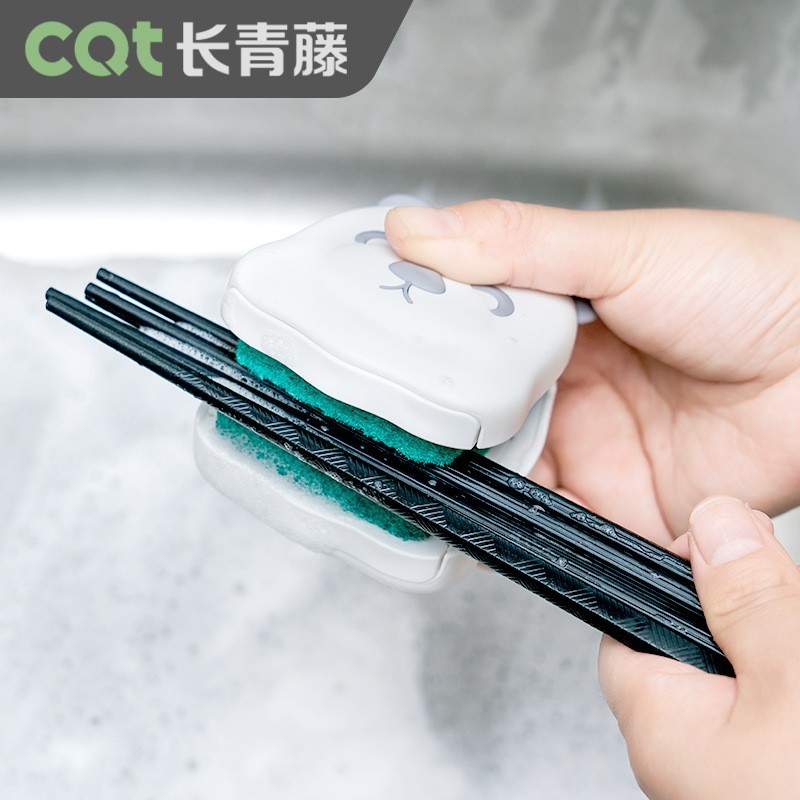 清洁刷U型小熊造型洗刀叉刷清洁百洁布多功能厨房创意硬毛餐具刷图3