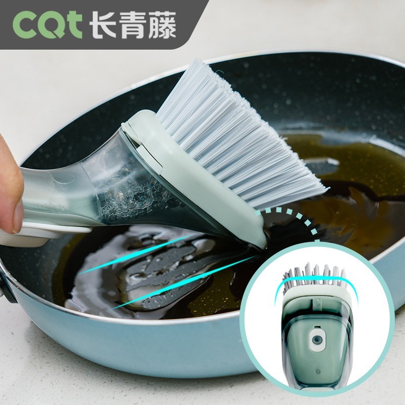 长柄厨房加液锅刷长青藤刷锅神器跨境日用品百洁布塑料清洁刷刷洗图2