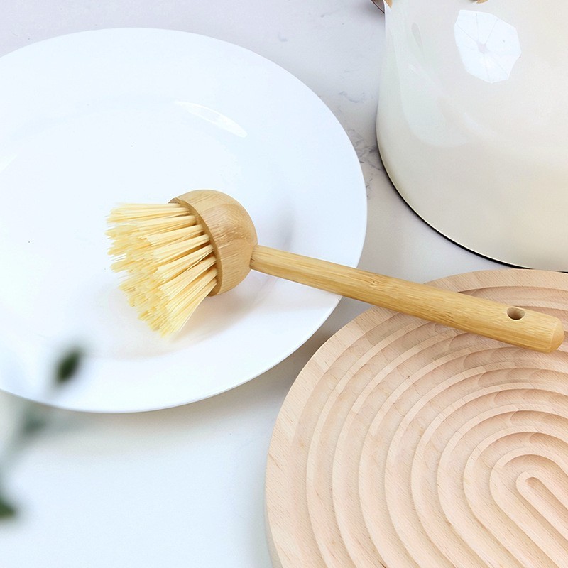 定制加工家用长柄环保竹制锅刷灶台洗碗洗锅台面清洁刷可挂式刷子图3