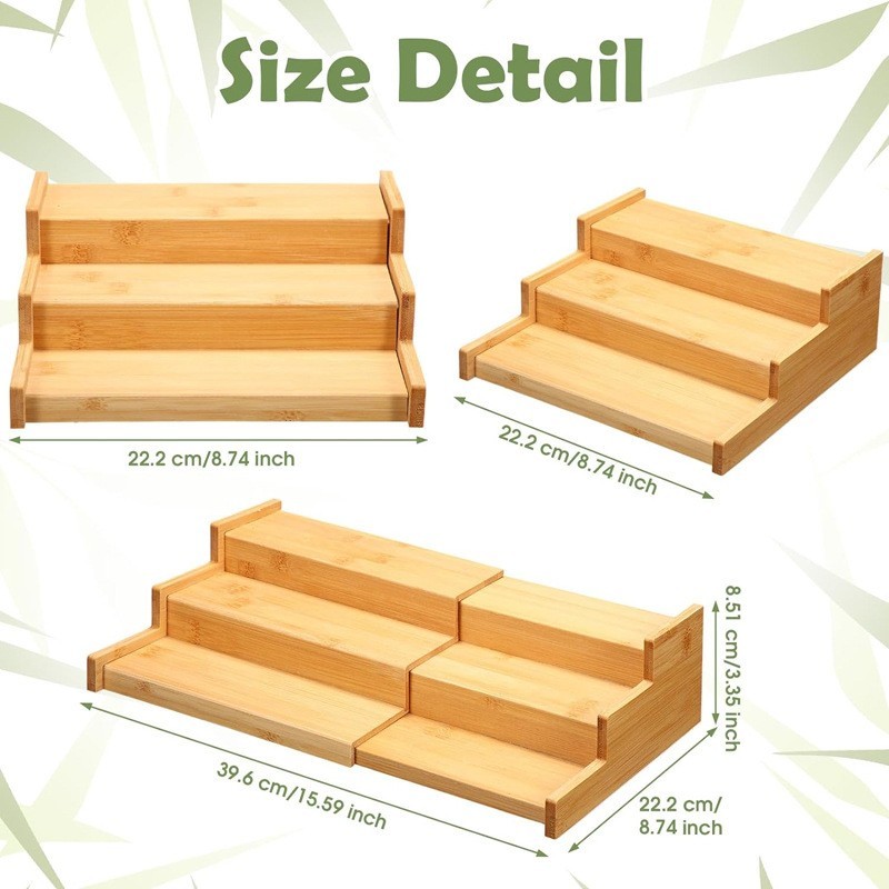 竹制调料架收纳架厨房橱柜 三3 层竹木调料架木质厨房置物架调味图4