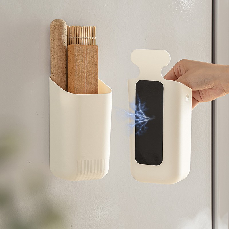 冰箱磁吸长筒收纳盒批发免打孔壁挂式收纳雨伞吸管置物整理盒图2