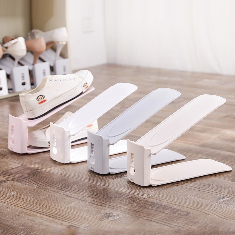 【定制】创意双层可调节简易鞋托架 防尘收纳鞋架 家用鞋子收纳架图3