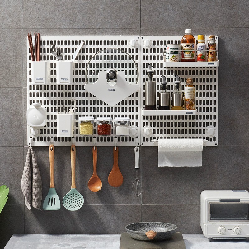 定制厨房洞洞板免打孔置物架多用途挂架锅盖架筷笼调料架免钉图4
