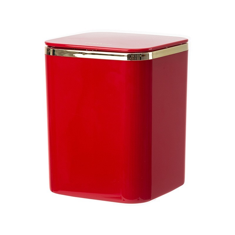定制金边方形桌面垃圾桶时尚家用亮面塑料带盖按压式垃圾桶图3