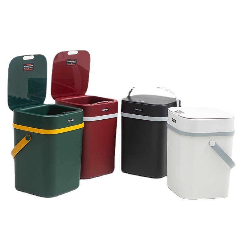 定制智能感应垃圾桶方形塑料家用彩色红外识别触碰感应卫生桶图2