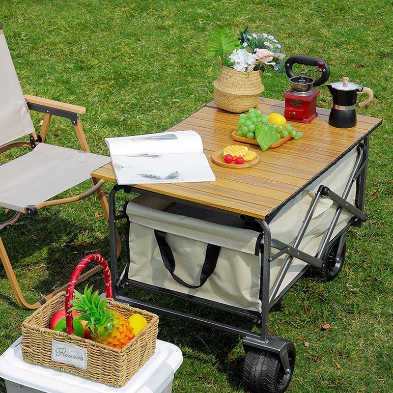 户外露营推车家用购物车折叠拉杆小推车便携露营拖车营地车图3