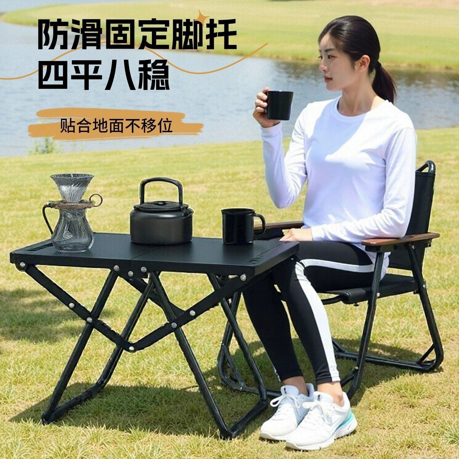 户外折叠战术桌碳钢轻量化露营野餐折叠桌子便携式野炊多用茶桌图2